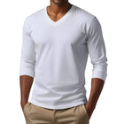 Men's Slim Fit V-Neck Long Sleeve T-Shirt | Cotton Blend | Casual Tee | Comfortable Stretch | Versatile Styling | Easy Maintenance | Ideal for Layering | Contemporary Design | Stylish Attire