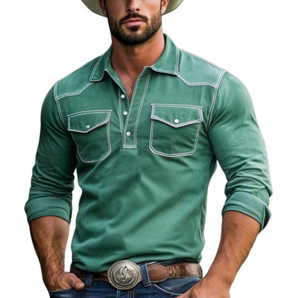 Men's Suede Polo Shirt | Western Style Slim Fit | Long Sleeve | Stylish Casual & Semi-Formal | Premium Suede Fabric | Classic Polo Collar | Fall & Spring Wardrobe Essential | Modern & Sophisticated Design