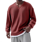 Men's V-Neck Striped Long Sleeve T-Shirt | Casual Loose Fit | Premium Cotton Blend | Comfortable Lightweight | Durable Construction | Relaxed Everyday Style | Breathable Fabric | Versatile Layering