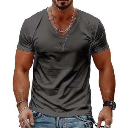 Men's V-Neck T-Shirt | Solid Color | Short Sleeve | 100% Cotton | Classic Fit | Soft & Breathable | Casual Wear | Durable Stitching | Versatile Design | Machine Washable | Perfect for Everyday Outings