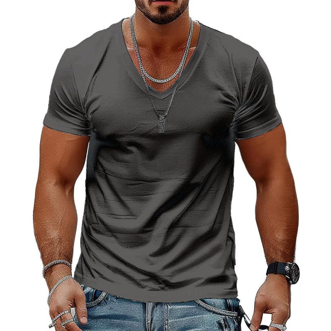 Men's V-Neck T-Shirt | Solid Color | Short Sleeve | 100% Cotton | Classic Fit | Soft & Breathable | Casual Wear | Durable Stitching | Versatile Design | Machine Washable | Perfect for Everyday Outings