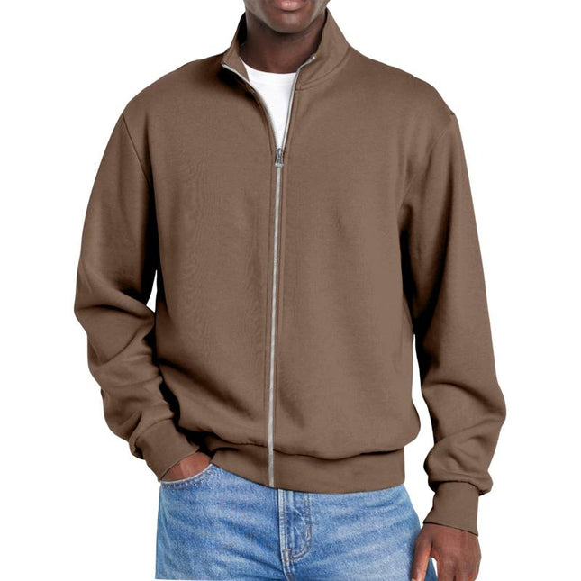 Men's Sweatshirt Jacket | Solid Color | Zipper Stand Collar | Long Sleeve | Soft Cotton-Blend Outerwear | Regular Fit | Versatile Lightweight Coat | Casual & Sporty Style | Spring & Fall Essential
