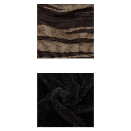 Men's Retro Jacquard Knit Hat | Plush Lining Warm Winter Beanie | Colorblock Design | Soft Acrylic Material | Snug Fit | Cold Weather Essential | Stylish Vintage Color Contrast