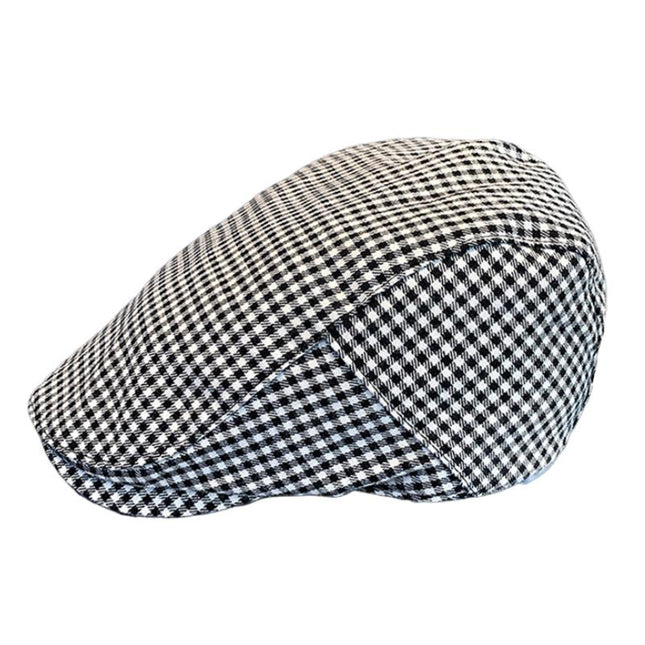 Men's Elegant Vintage Houndstooth Beret | Classic British Style | Premium Comfortable Fabric | Timeless Pattern | Sophisticated Fashion Accessory | Versatile Fit for Casual & Formal Outfits