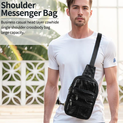 Men's Vintage Leather Crossbody Bag | Casual Zipper Messenger | Premium Leather | Adjustable Strap | Spacious Compartment | Secure Closures | Multiple Pockets | Compact | Lightweight | Versatile | Timeless Design