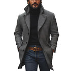 Men's Wool Blend Coat | Classic Houndstooth Pattern | Notch Lapel | Single Breasted | Mid-Length | Versatile Outerwear for Formal & Casual Wear | Warm & Durable | Practical Pockets