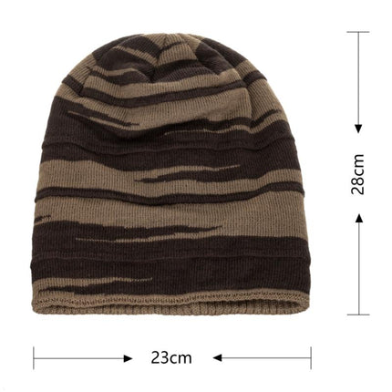 Men's Retro Jacquard Knit Hat | Plush Lining Warm Winter Beanie | Colorblock Design | Soft Acrylic Material | Snug Fit | Cold Weather Essential | Stylish Vintage Color Contrast