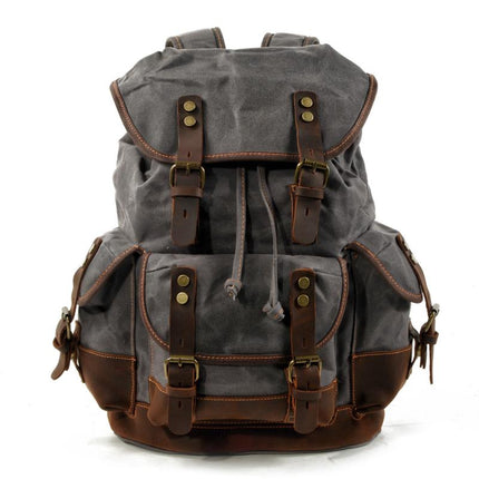 Vintage Men's Canvas Leather Backpack | Multi-Pocket | Outdoor | Casual | Durable Canvas | Leather Accents | Adjustable Straps | Versatile | Travel & Daily Use | Stylish Design | Secure Zipper Closure | Comfortable Carry