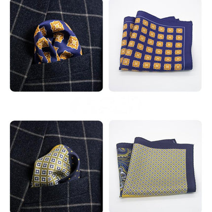 Men's Silk Pocket Scarf | Vintage British Pattern | Classic Style | Luxurious Blazer Accessory | Elegant Formal Wear | Sophisticated Silk Scarf | High-Quality Fabric | Refined Gentleman Style