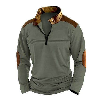 Men's Casual Sweatshirt | Colorblock Design | Stand Collar with Zipper | Long Sleeve | Regular Fit | Cotton-Blend Fabric | Layerable Outerwear | Sporty and Bold | Available in Multiple Sizes