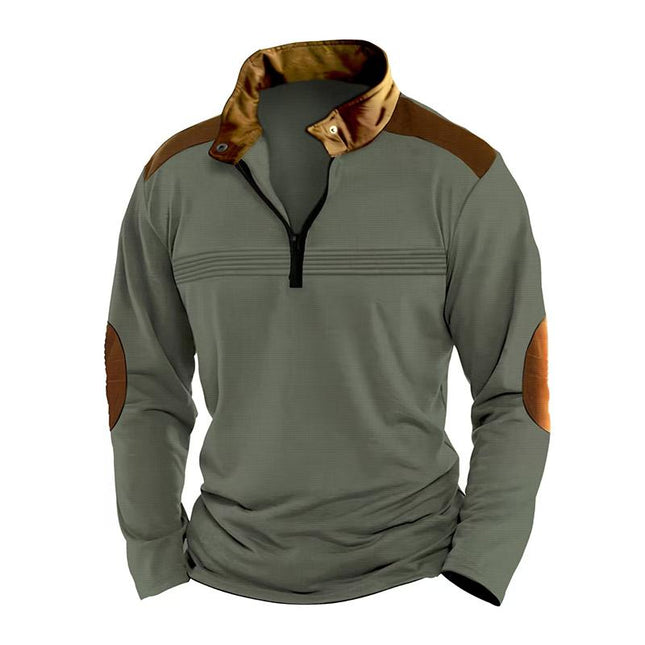 Men's Casual Sweatshirt | Colorblock Design | Stand Collar with Zipper | Long Sleeve | Regular Fit | Cotton-Blend Fabric | Layerable Outerwear | Sporty and Bold | Available in Multiple Sizes
