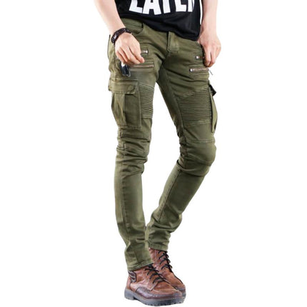 Men's Slim-Fit Jeans | Zipper Decor | Multi-Pocket | Mid-Rise Waist | High-Quality Denim | Casual | Durable & Stretch | Urban Style | Versatile | Streamlined Silhouette | Multiple Sizes Available