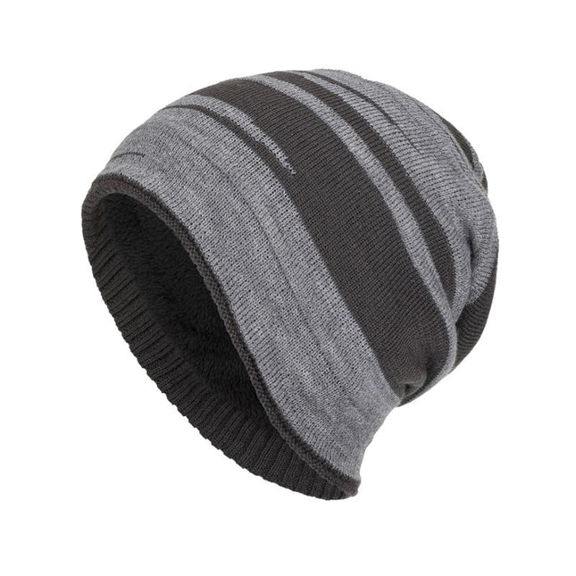 Men's Retro Jacquard Knit Hat | Plush Lining Warm Winter Beanie | Colorblock Design | Soft Acrylic Material | Snug Fit | Cold Weather Essential | Stylish Vintage Color Contrast