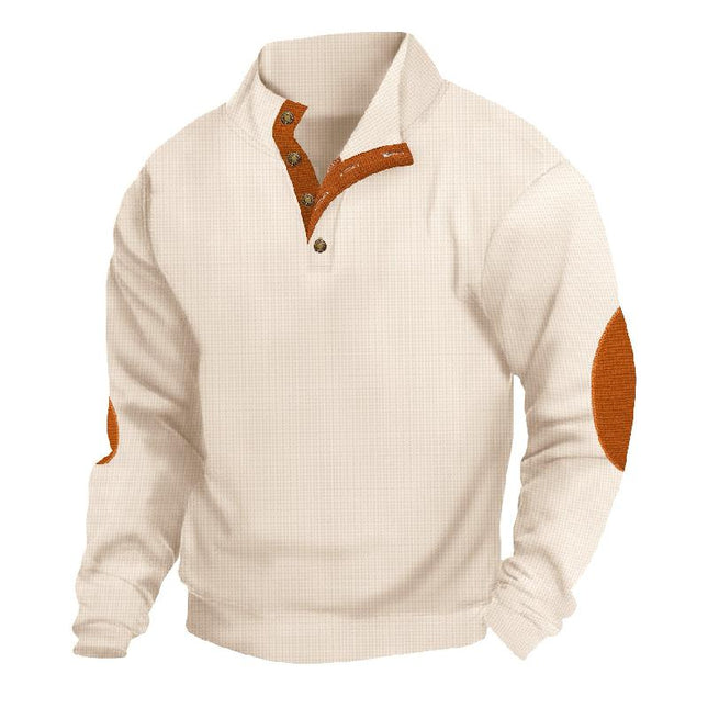 Men's Waffle Textured Sweatshirt | Stand Collar | Long Sleeve | Casual & Sporty Outdoor Wear | Warm & Breathable Knit | Multiple Colors | Versatile for Hiking & Everyday Use | Sizes Available