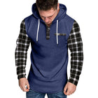 Men's Hoodie | Casual Checkered Color Block | Button-Up Design | Long Sleeve | Soft Cotton Blend | Adjustable Hood | Functional Pockets | Hip-Length | Comfortable Fit | Stylish Layering | Ideal for Fall & Spring