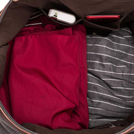 Men's Canvas Travel Duffle Bag | Casual Zipper Closure | Horizontal Square Shape | Plain Design