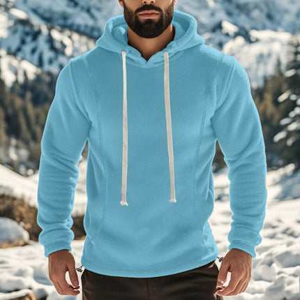 Men's Polar Fleece Hoodie | Long Sleeve Pullover | Casual Outdoor Wear | Soft Warm Fabric | Adjustable Hood | Kangaroo Pocket | Breathable & Quick-Drying | Relaxed Fit | Elastic Cuffs | Durability | Versatile Style