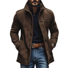 Men's Suede Slim Fit Coat | Single Breasted | Casual Lapel Design | Premium Suede Fabric | Elegant Sophisticated Outerwear | Versatile Style | Tailored Fit | Available in Multiple Sizes | Timeless Appeal