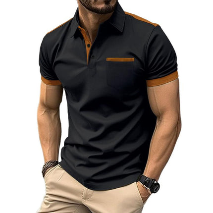 Men's Colorblock Polo Shirt | Chest Pocket | Lapel Collar | Cotton Blend | Short Sleeve | Casual & Semi-Casual | Comfortable & Breathable | Stylish Design | Easy Care | Classic & Modern Style | Versatile
