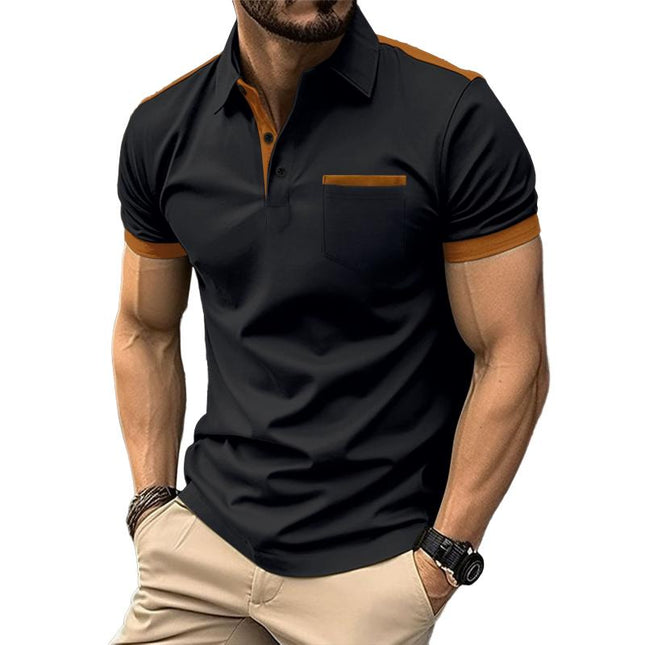 Men's Colorblock Polo Shirt | Chest Pocket | Lapel Collar | Cotton Blend | Short Sleeve | Casual & Semi-Casual | Comfortable & Breathable | Stylish Design | Easy Care | Classic & Modern Style | Versatile