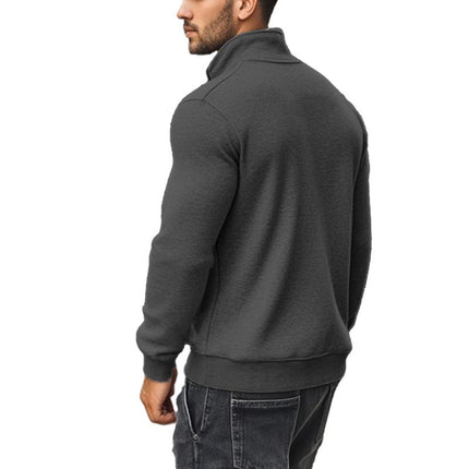 Men's Casual Sweatshirt | Zipper Stand Collar | Solid Color | Versatile Design | Comfortable Fit | Hip-Length | Soft Breathable Fabric | High-Quality Cotton Polyester Blend | Classic Shades | Machine Washable