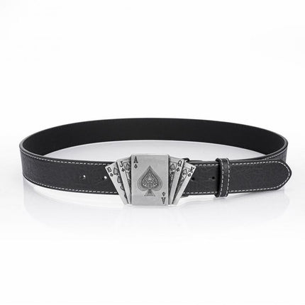 Men's Belt | Punk Style Playing Card Design | Adjustable Fit | High-Quality Material | Versatile Casual & Concert Accessory | Rebellious Fashion Statement