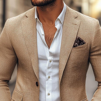 Men's Casual Blazer | Notch Lapel | Two Buttons | Long Sleeve | Versatile Fit | Cotton Polyester Blend | Classic Design | Tailored Look | Formal Semi-Formal | Available in Multiple Sizes