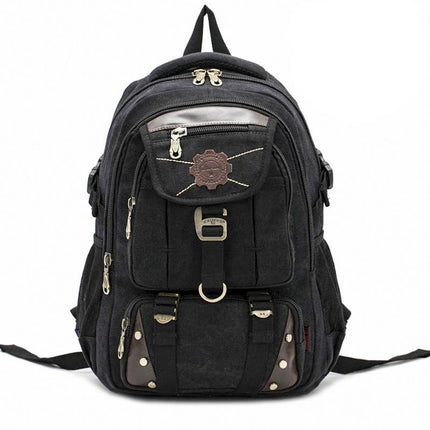 Men's Wear-Resistant Canvas Backpack | Square Vertical Design | Plain Pattern | Lightweight | Durable