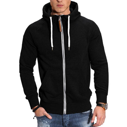 Men's Hooded Jacket | Raglan Sleeves | Full Zipper | Cotton Blend Fabric | Casual & Sporty Style | Two Front Pockets | Multiple Colors | Comfortable Fit | Outdoor & Casual Activities