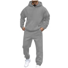 Men's Fleece Hoodie Sweatpants Set | Loose Fit Long Sleeve Pullover | Casual Wear | Breathable Fabric | Adjustable Drawstring Hood | Kangaroo Pocket | Elastic Waistband | Side Pockets | Ribbed Cuffs | Versatile Comfort