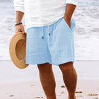 Men's Striped Cotton Blend Beach Shorts | Drawstring Waist | Breathable Fabric | Lightweight Summer Shorts | Casual Outings | Side Pockets | Versatile Easy Care | Timeless Nautical Style