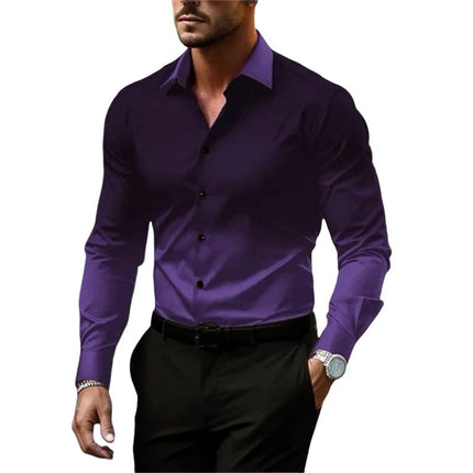 Men's Gradient Long Sleeve Shirt | Button Closure | Loose Fit | Casual & Semi-Formal Wear | Comfortable & Durable