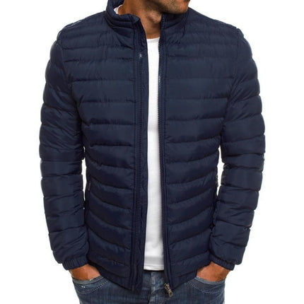 Men's Slim Fit Padded Jacket | Stand Collar | Long Sleeve | Warm Thermal Insulation | Wind-Resistant | Casual Urban Style | Lightweight Design | Multiple Secure Pockets | Easy Care | Available in Multiple Colors & Sizes
