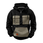 Men's Colorblock Design Half Zip Hoodie | Front Pocket | Casual Sportswear | Soft Cotton Blend | Breathable and Durable | Regular Fit | Long Sleeves with Ribbed Cuffs | Modern Stand Collar | Adjustable Ventilation