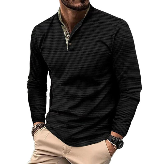 Men's Long Sleeve Waffle Knit T-Shirt | Colorblock Design | Crew Neck | Casual Fashion Layering Top | Durable Breathable Fabric | Regular Fit | Ideal for Fall Winter Spring | Versatile Style