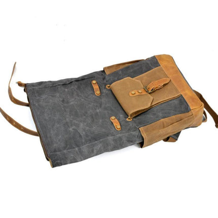 Men's Waterproof Canvas Backpack | Vintage Style | Contrast Design | Multi-Pocket | Weather-Resistant | Urban Outdoor Bag | Comfortable Fit | Durable Straps | Casual Daypack | Ideal for Travel | Men's Adventure Backpack