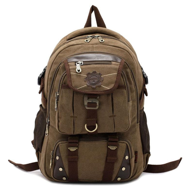 Men's Wear-Resistant Canvas Backpack | Square Vertical Design | Plain Pattern | Lightweight | Durable