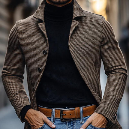 Men's Vintage Houndstooth Blazer | Slim Fit | Notch Lapel | Single Breasted | Timeless Pattern | High-Quality Fabric | Versatile Styling | Formal & Casual Wear | Classic Sleeve Details | Elegant Design