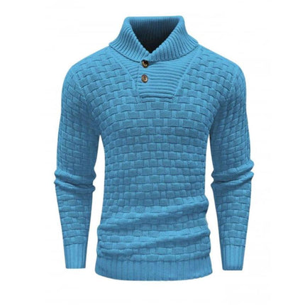 Men's Jacquard Knit Sweater | Regular Fit | Lapel Collar | Long Sleeve | Button Front | Casual Outerwear | Fall Winter | Cotton Blend | Patterned Design | Versatile Layering | Warm Apparel