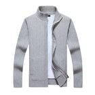 Men's Slim Fit Knit Cardigan | Stand Collar | Zipper Front | Casual Layering | Ribbed Cuffs & Hem | Breathable Fabric | Versatile Styling | With Pockets | Lightweight & Durable | Modern Minimalist Design