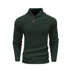 Men's Jacquard Knit Sweater | Regular Fit | Lapel Collar | Long Sleeve | Button Front | Casual Outerwear | Fall Winter | Cotton Blend | Patterned Design | Versatile Layering | Warm Apparel