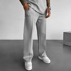 Men's Straight Fit Elastic Waist Pants | Solid Color | Casual Style | Soft Breathable Fabric | Comfortable Everyday Wear | Versatile Design | Side Pockets | Durable Material