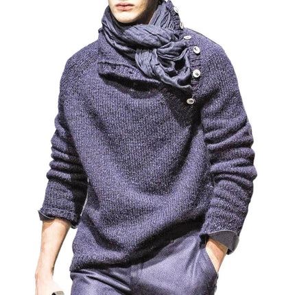 Men's Button Collar Pullover Sweater | Solid Color | Long Sleeve Knitwear | Mid-Weight | Versatile Casual Style | Perfect for Fall Winter | Easy Match with Trousers & Jeans