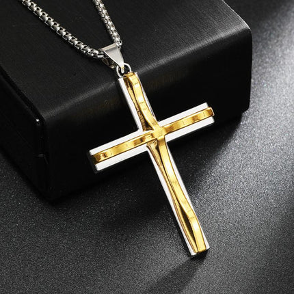 Vintage Inspired Wave Cross Pendant Necklace | Casual Fashion Jewelry | Unique Design | Trendy Accessories | Gifts for Him & Her