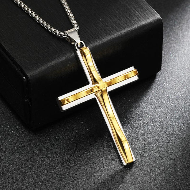 Vintage Inspired Wave Cross Pendant Necklace | Casual Fashion Jewelry | Unique Design | Trendy Accessories | Gifts for Him & Her