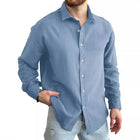 Men's Long Sleeve Dress Shirt | Solid Color | Lapel Collar | Regular Fit | Breathable Cotton Blend | Button-Down Closure | Smart Casual Wear | Versatile Styling | Suitable for All Seasons