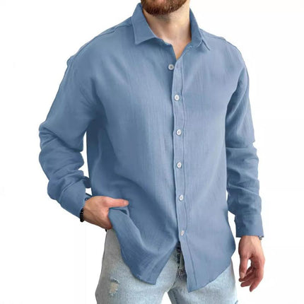 Men's Long Sleeve Dress Shirt | Solid Color | Lapel Collar | Regular Fit | Breathable Cotton Blend | Button-Down Closure | Smart Casual Wear | Versatile Styling | Suitable for All Seasons