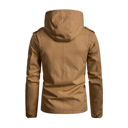 Men's Cargo Jacket | Washed Cotton | Hooded | Slim Fit | Patchwork Design | Casual Outerwear | Functional Pockets | Adjustable Hood | Stylish Streetwear | Rugged & Durable | Versatile Layering