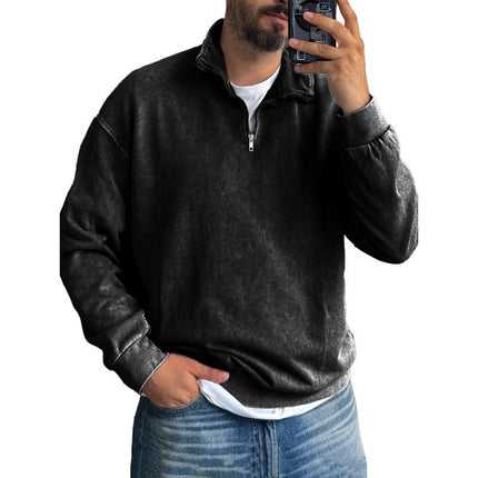 Men's Lapel Zipper Sweatshirt | Solid Color | Casual Style | Premium Cotton Blend | Contemporary Fit | Full-Length Zipper Closure | Smart-Casual Versatility | Comfortable Outerwear