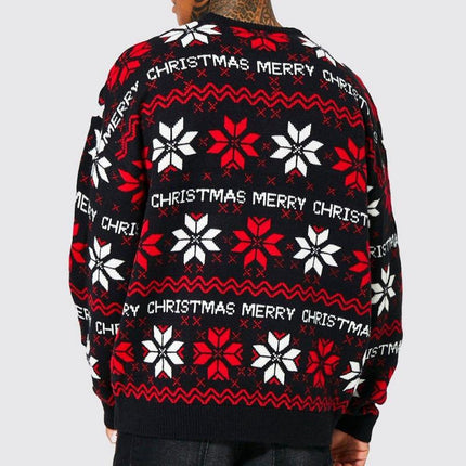 Men's Christmas Sweater | Jacquard Pattern | Crew Neck | Soft Knit Fabric | Festive Holiday Design | Casual Fit | Long Sleeves | Warm & Cozy | Versatile Winter Wear | Ideal for Holiday Parties